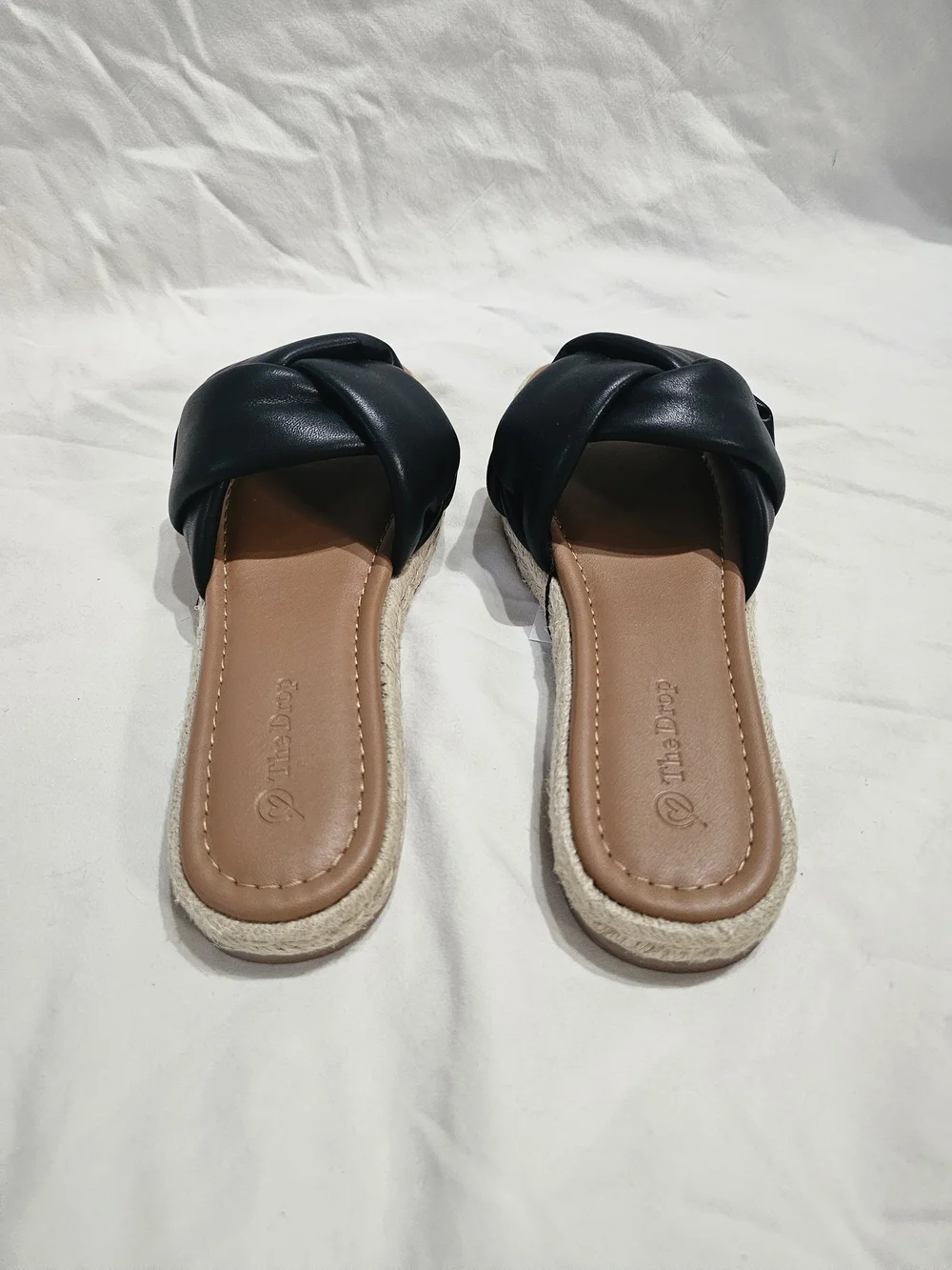 Black Braided Slide Espadrille Sandal - Women's Comfortable Slip-On